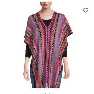 MISSONI CHEVRON PRINT FRINGE PONCHO